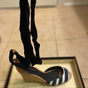 Ann Taylor Ankle Strap Peep Toe Wedges !